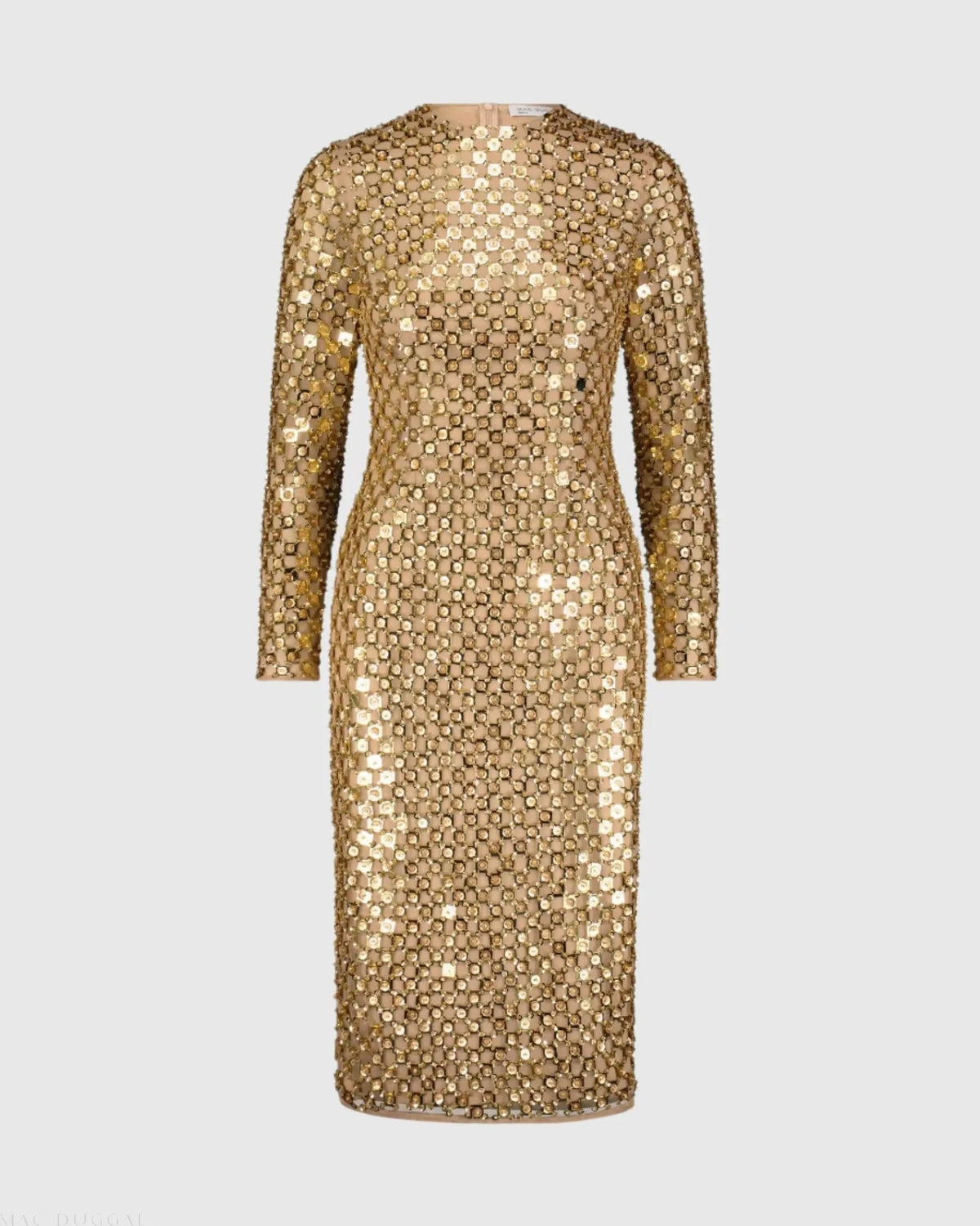 Women's Gold Midi Dress - Gold Sequin