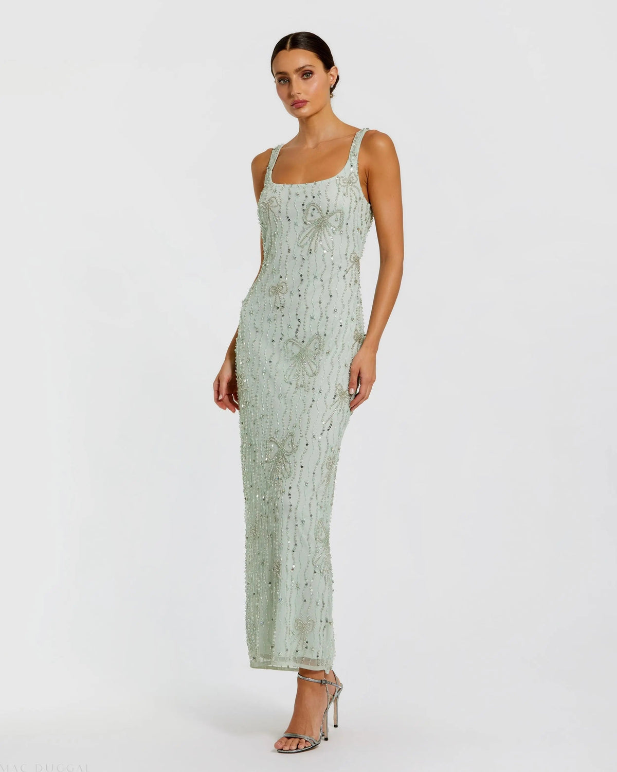 Women's Green Dress - Green Sequin Mesh