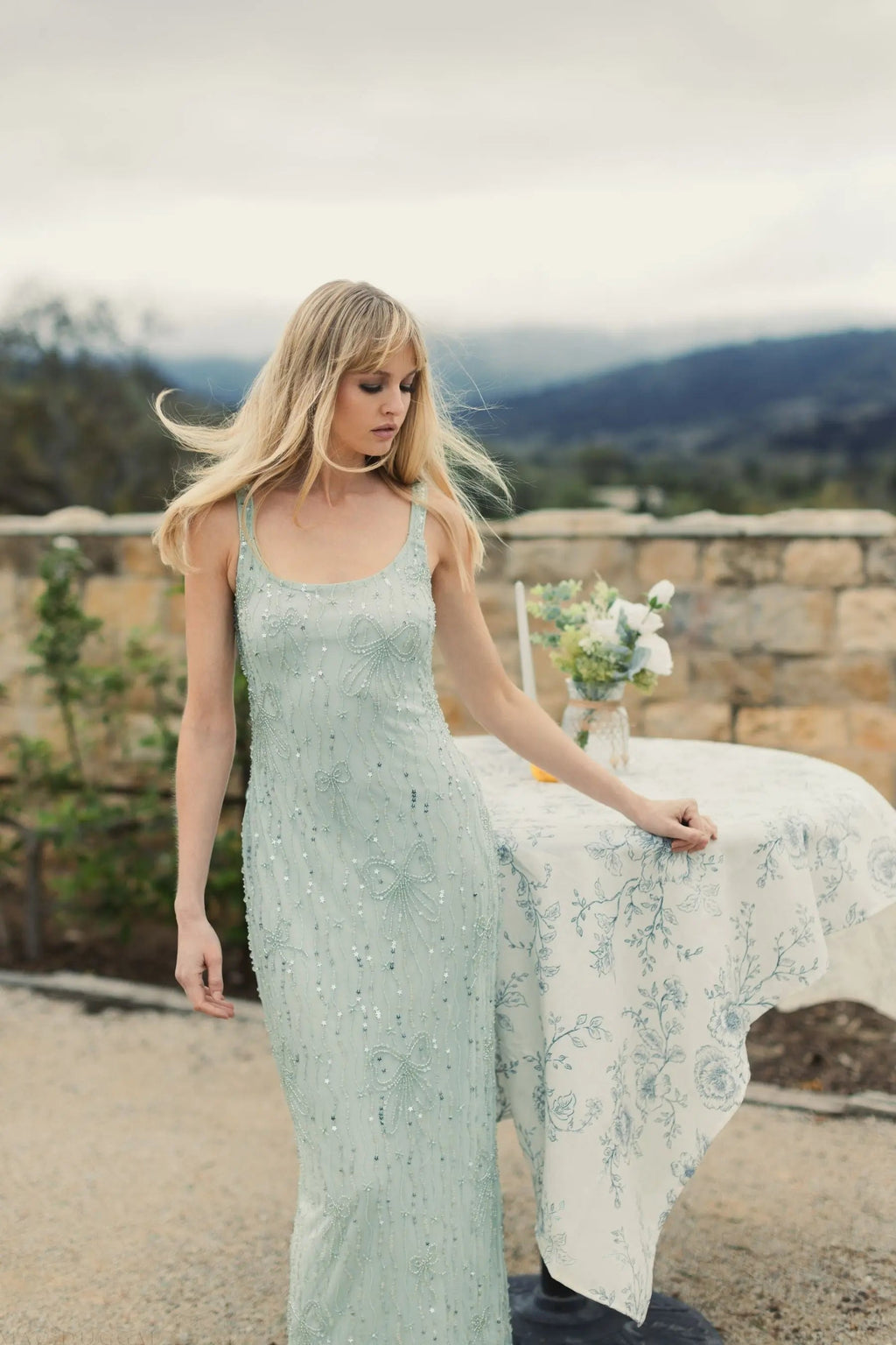 Women's Green Dress - Green Sequin Mesh