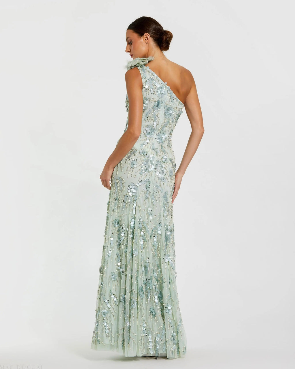 Women's Green Dress One Shoulder - 94151