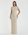 Women's Ivory Dress Floral - Black Sequin Mesh