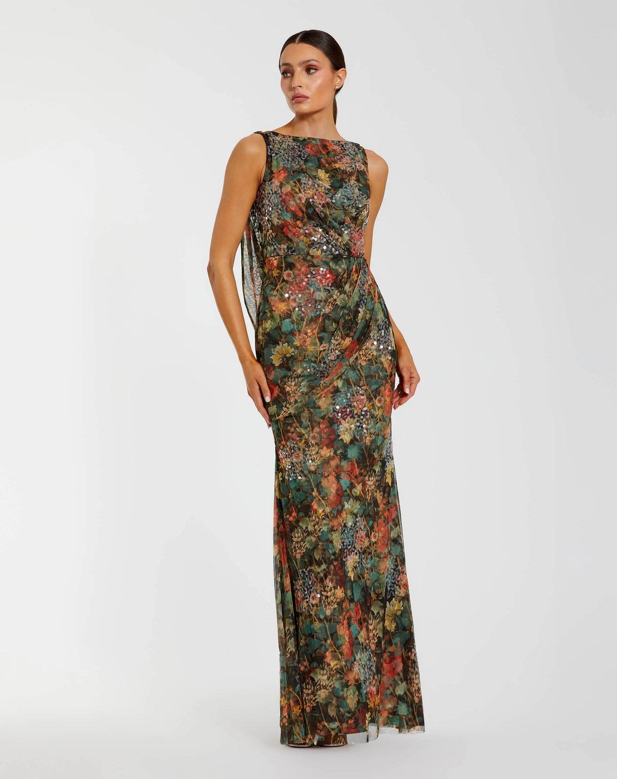 Women's Dress Floral - Sequin Ruched