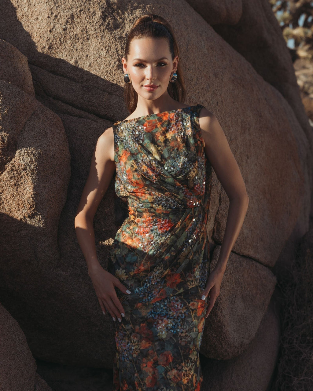 Women's Dress Floral - Sequin Ruched