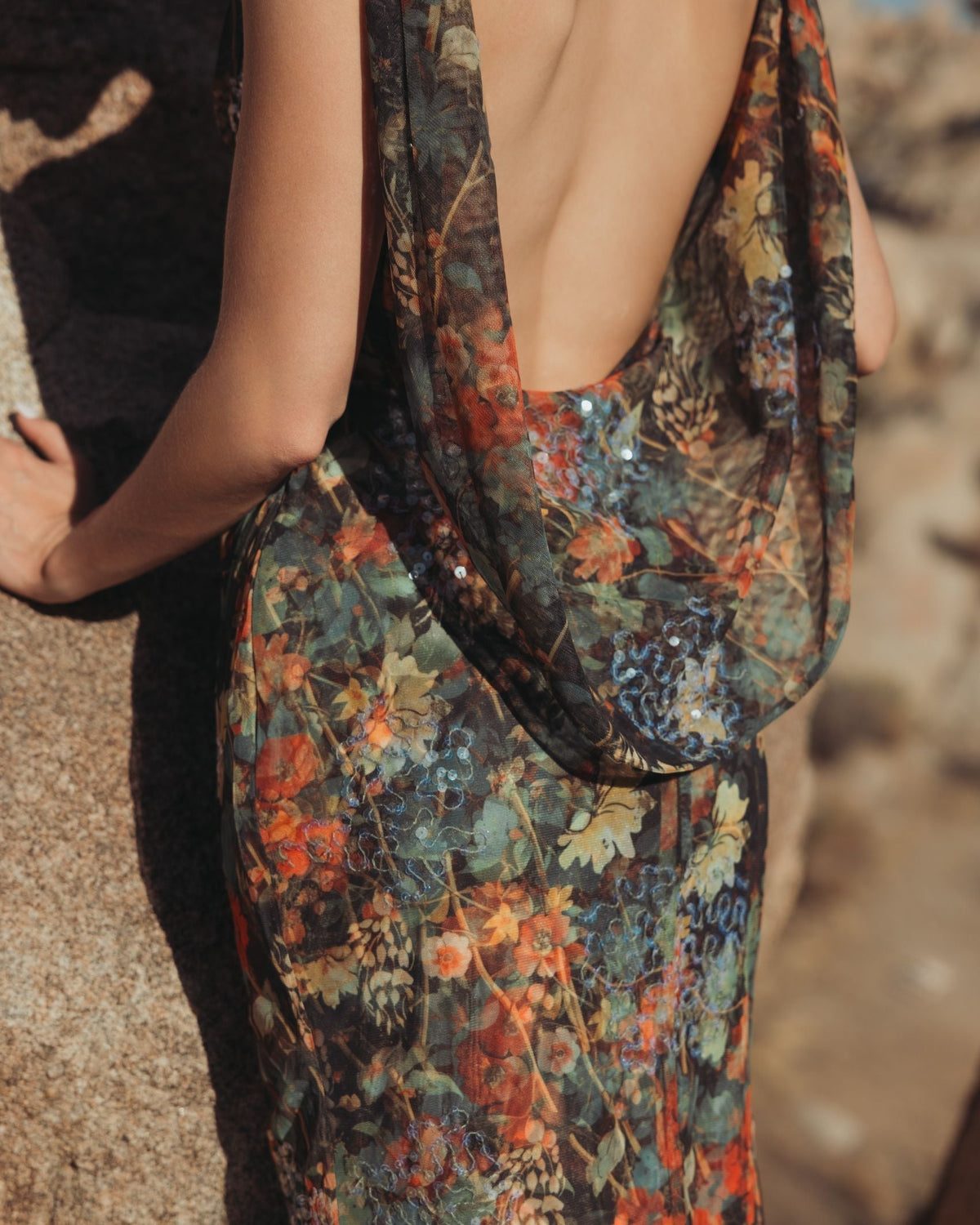 Women's Dress Floral - Sequin Ruched