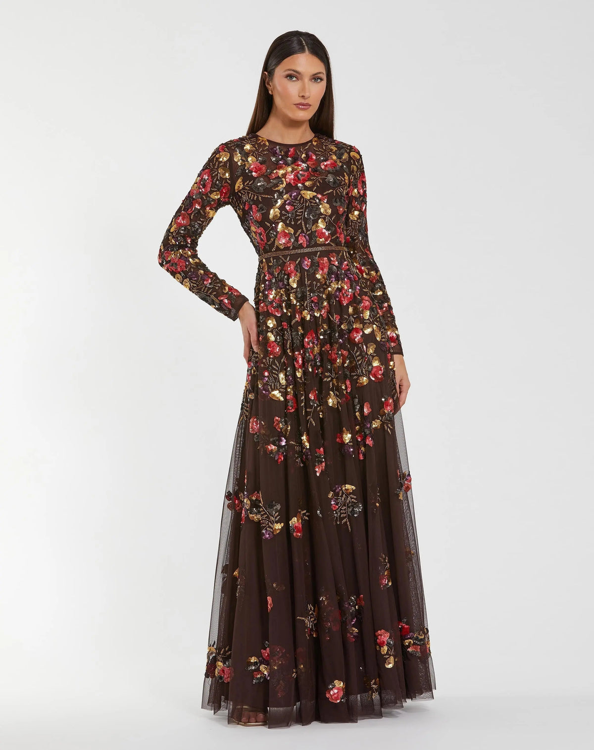 Women's Brown Evening Dress Floral for Evening & Special Occasions