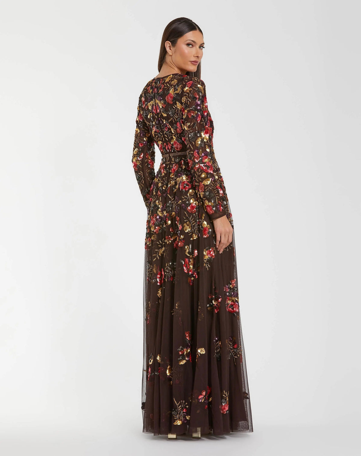 Women's Brown Evening Dress Floral for Evening & Special Occasions
