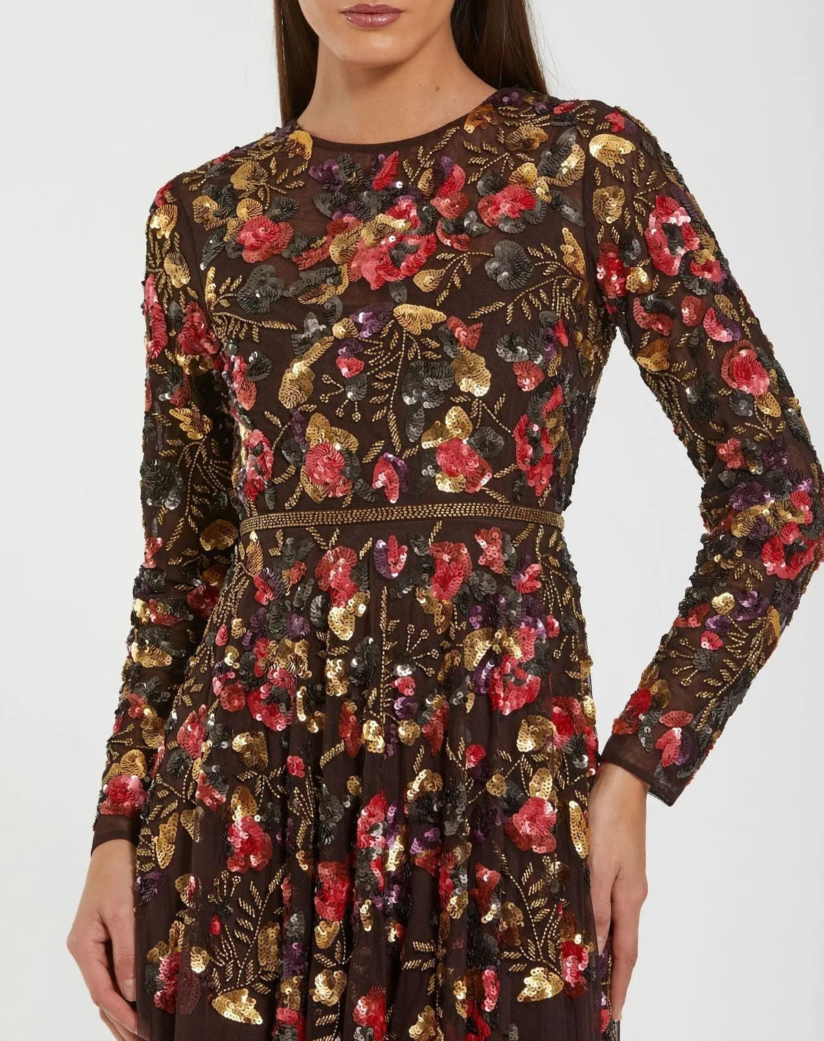 Women's Brown Evening Dress Floral for Evening & Special Occasions