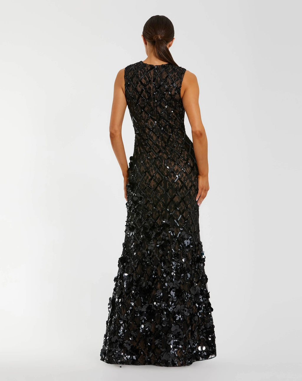 Women's Black Dress Sleeveless - Black Lace Sequin