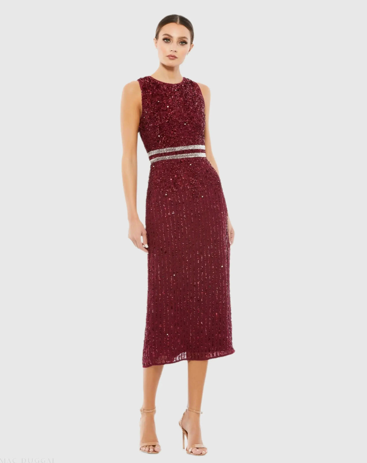 Women's Red Midi Dress Sleeveless