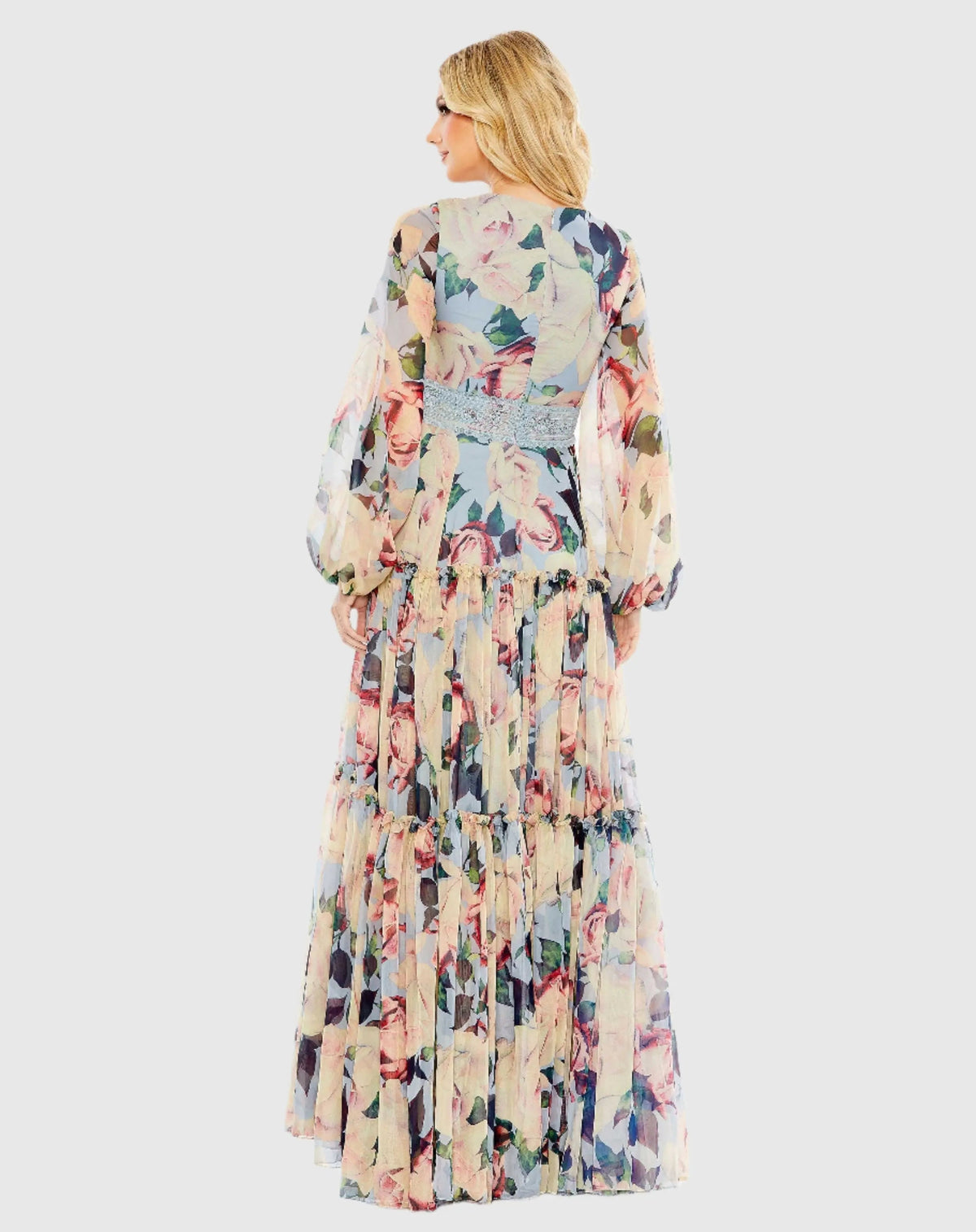 Women's Dress Floral - Blue Lace Chiffon