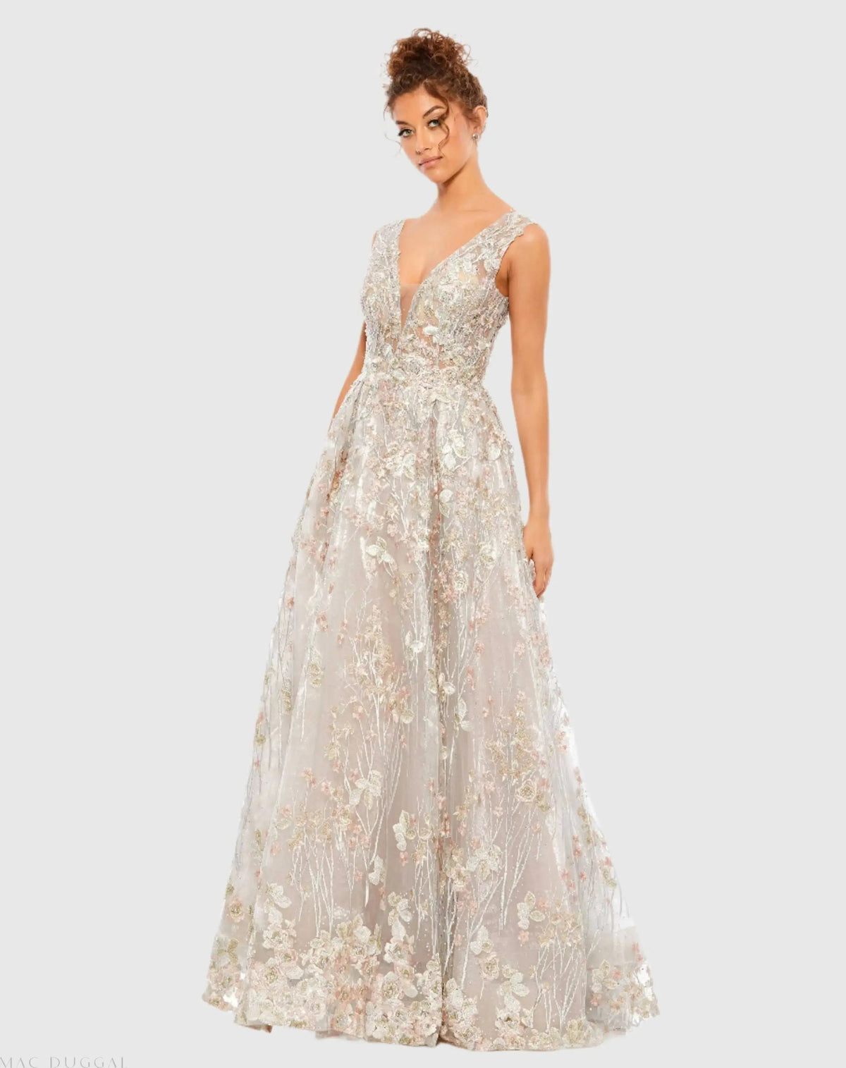 Women's Silver Dress Floral
