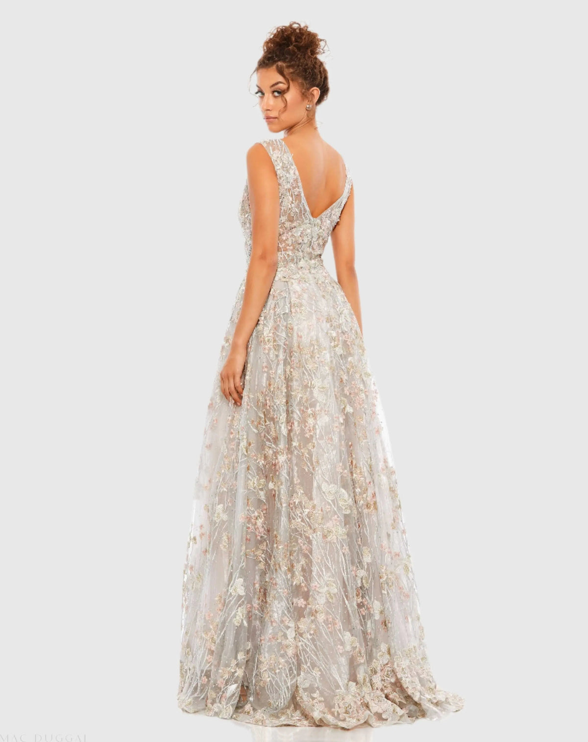 Women's Silver Dress Floral