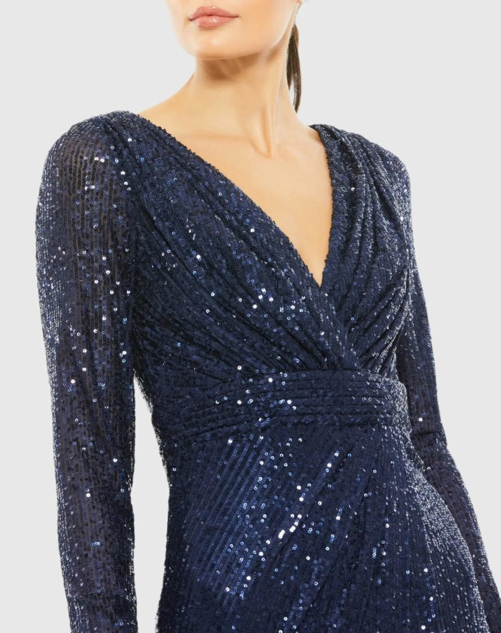 Women's Navy Midi Dress Sequin - Navy Ruched