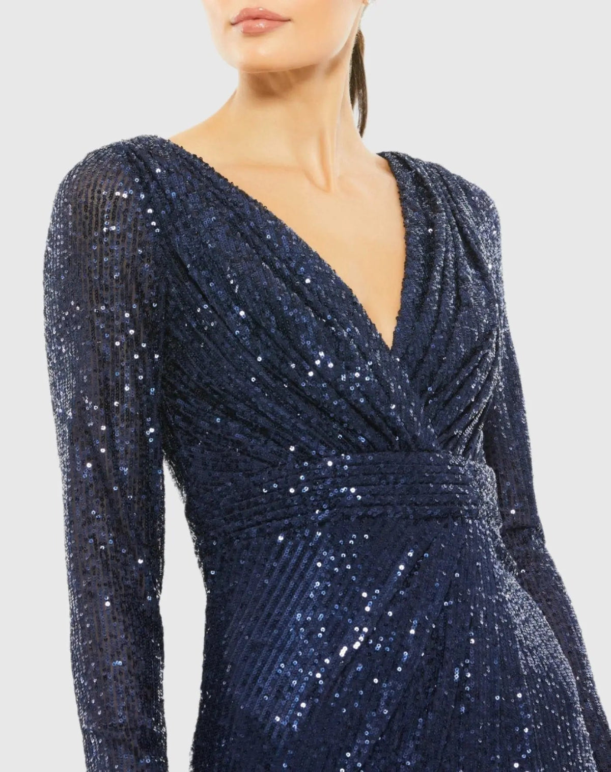 Women's Navy Midi Dress Sequin - Navy Ruched