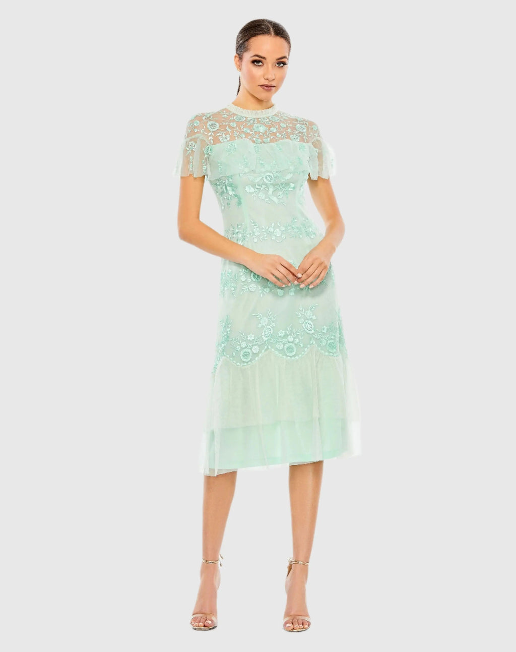 Women's Green Midi Dress - Green Sequin