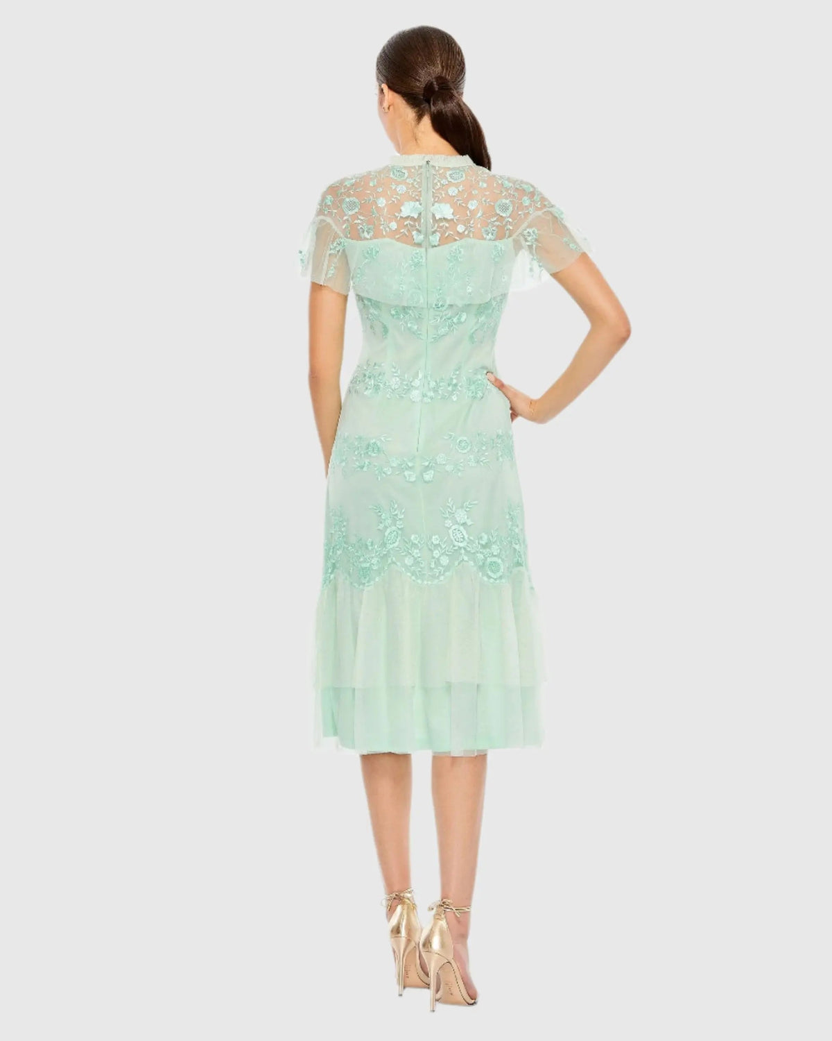 Women's Green Midi Dress - Green Sequin