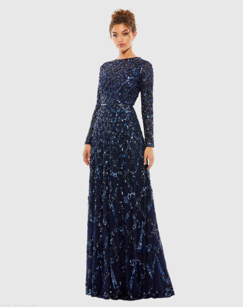 Women's Navy Dress - Black Sequin Floral