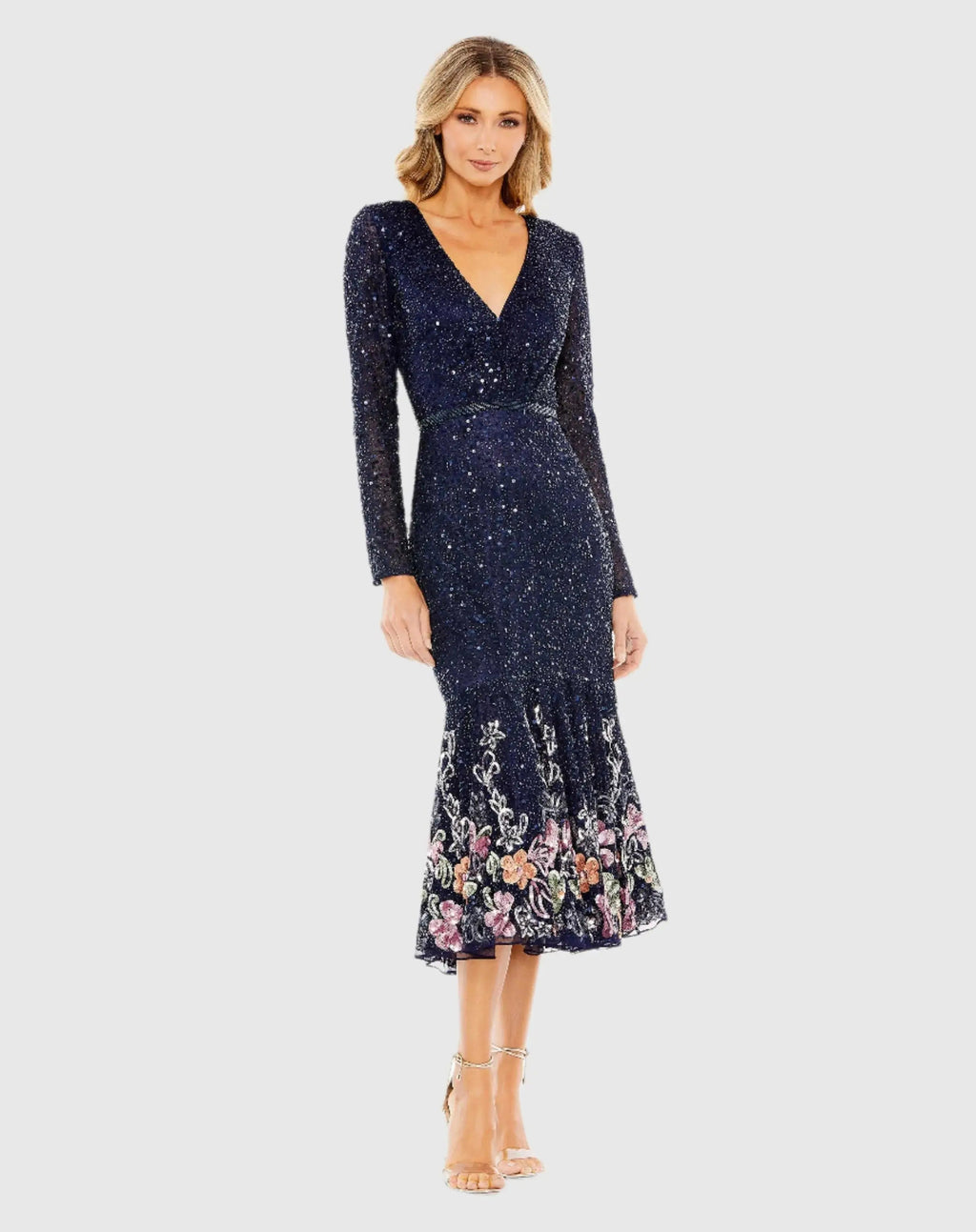Women's Navy Dress - Navy Sequin Floral