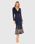 Women's Navy Dress - Navy Sequin Floral