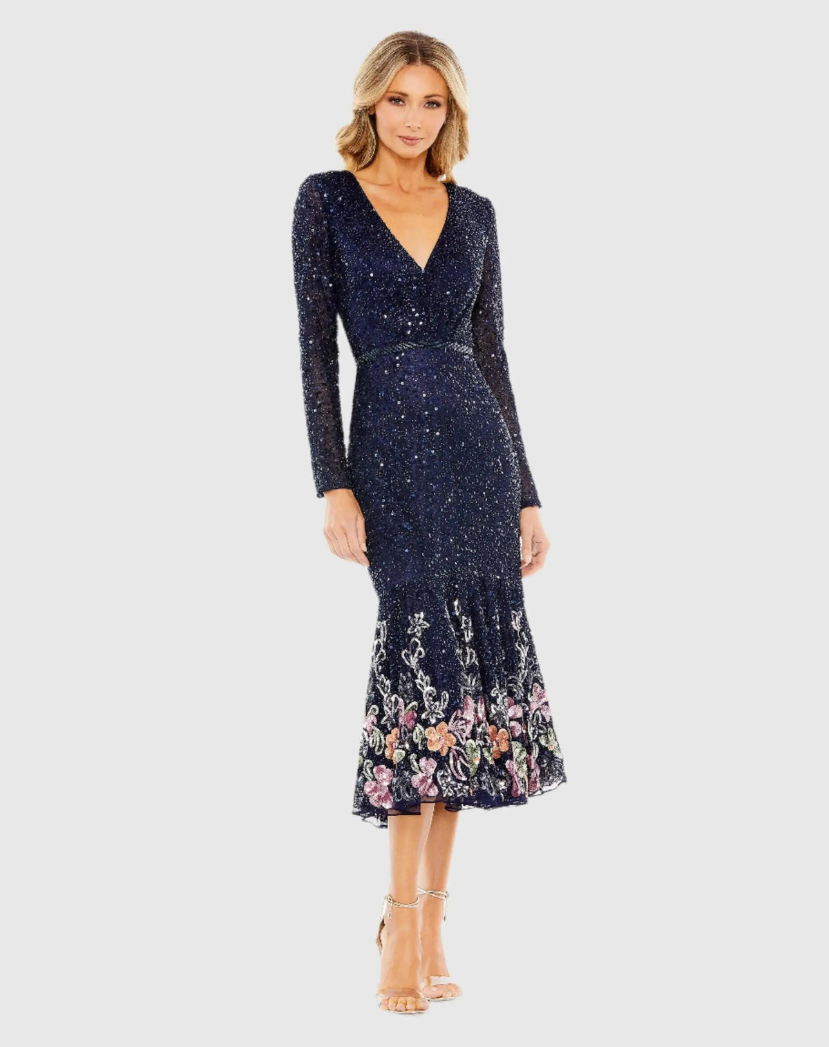 Women's Navy Dress - Navy Sequin Floral