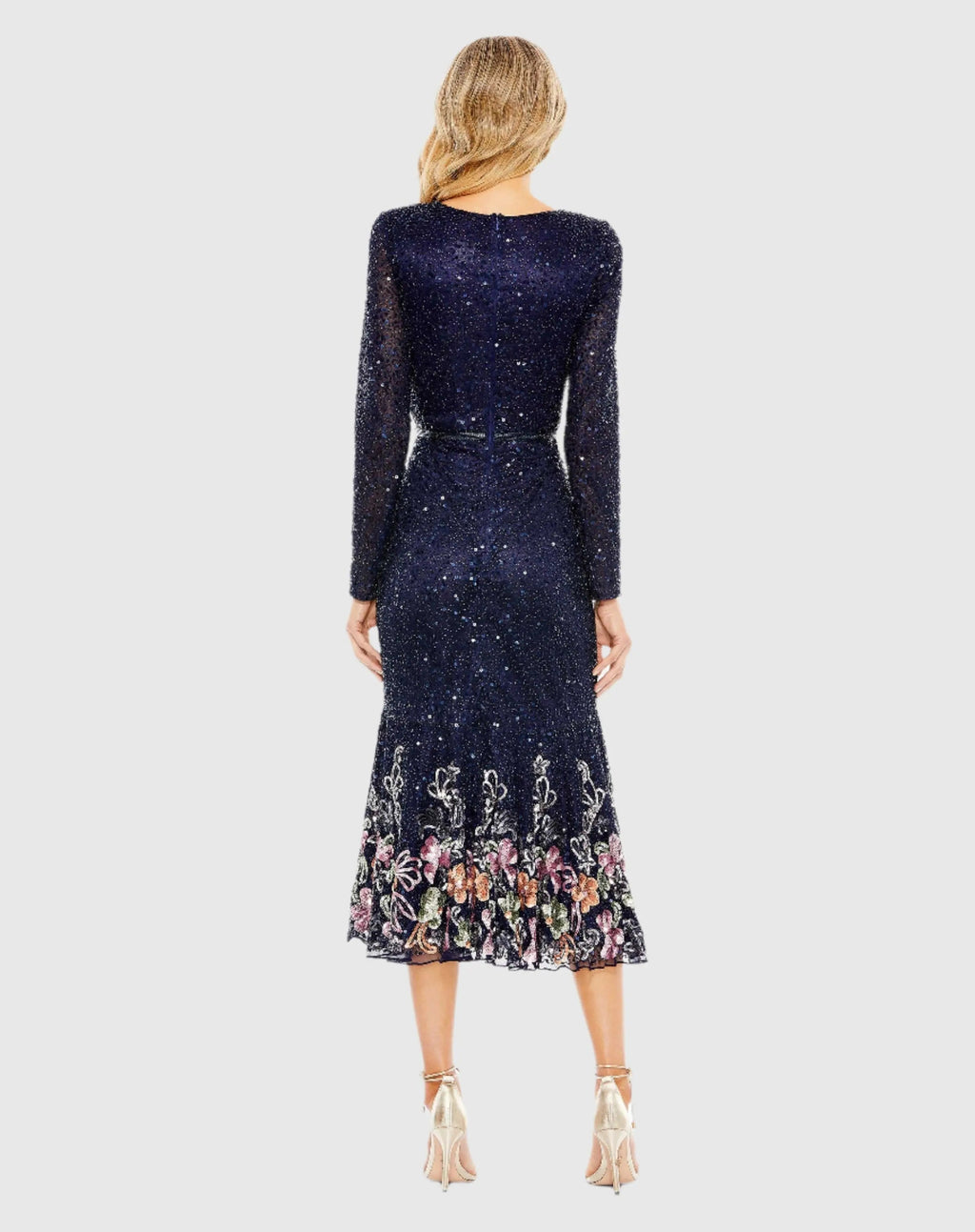 Women's Navy Dress - Navy Sequin Floral