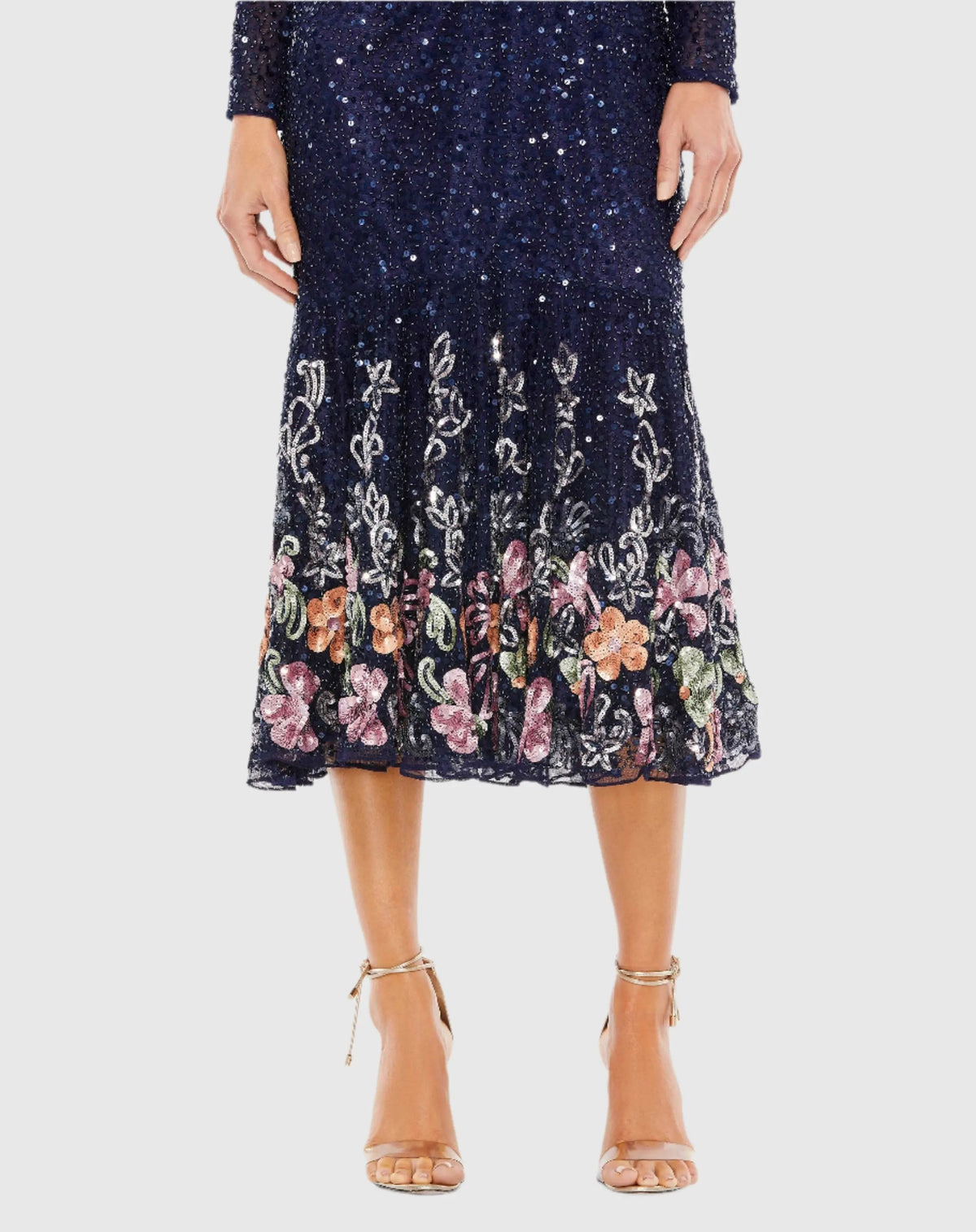 Women's Navy Dress - Navy Sequin Floral