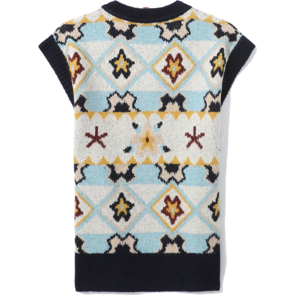 BAPY INTARSIA KNIT VEST LADIES