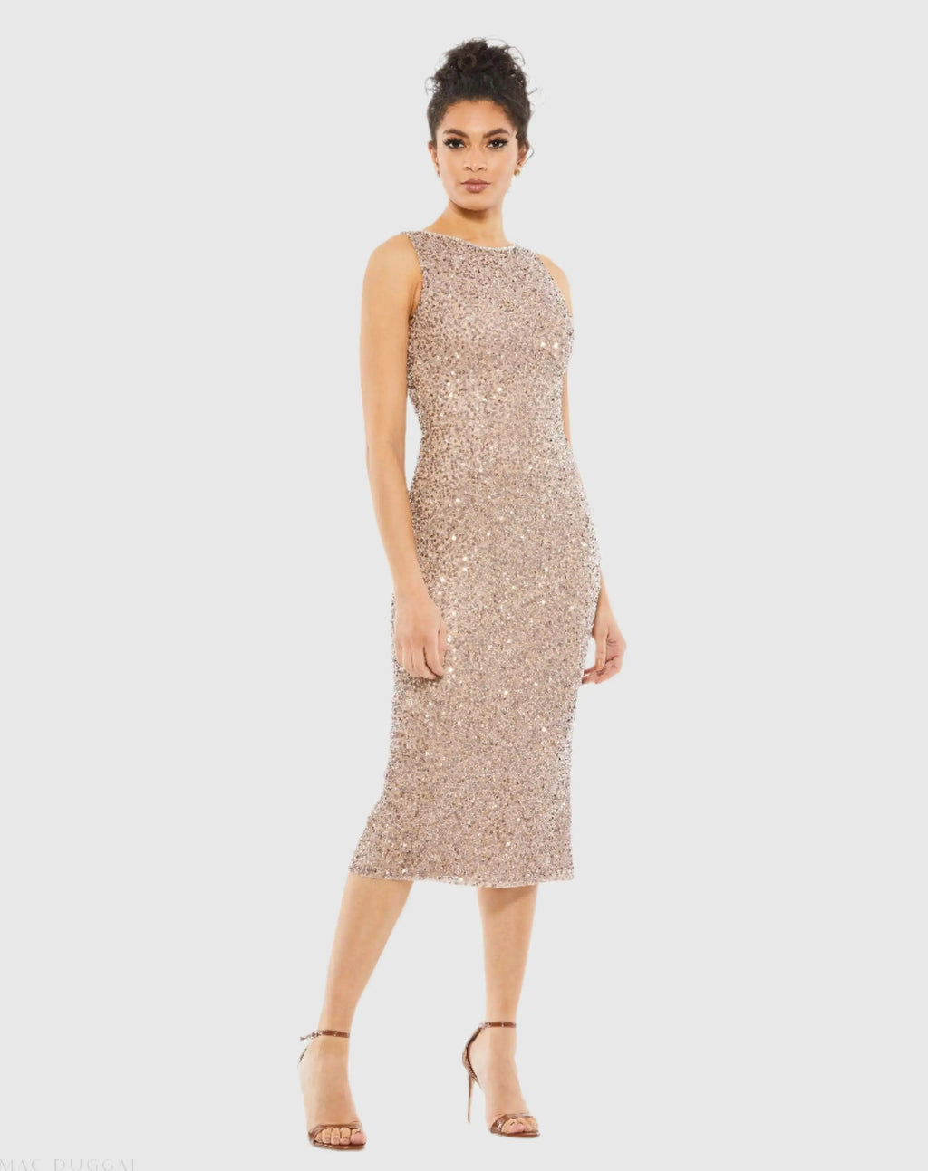 Women's Midi Dress Sequin Sleeveless - Mesh