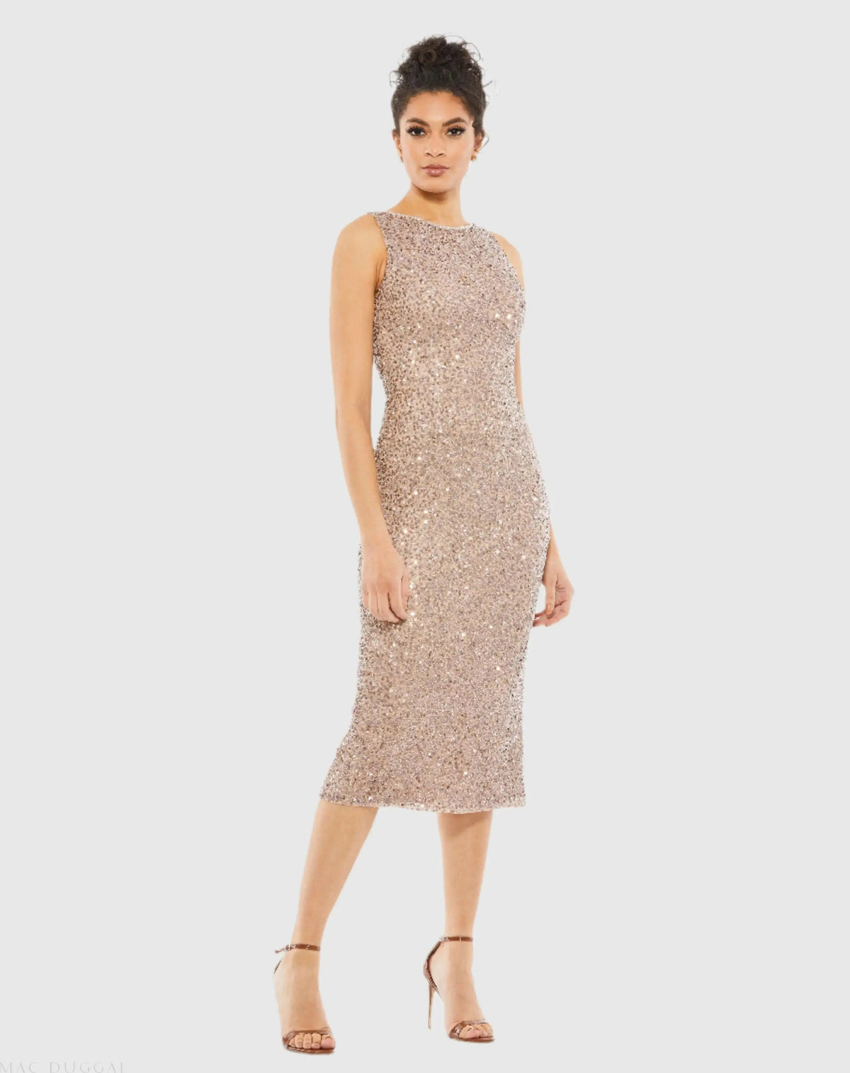 Women's Midi Dress Sequin Sleeveless - Mesh