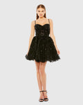 Women's Black Mini Dress Sequin - Black Mesh