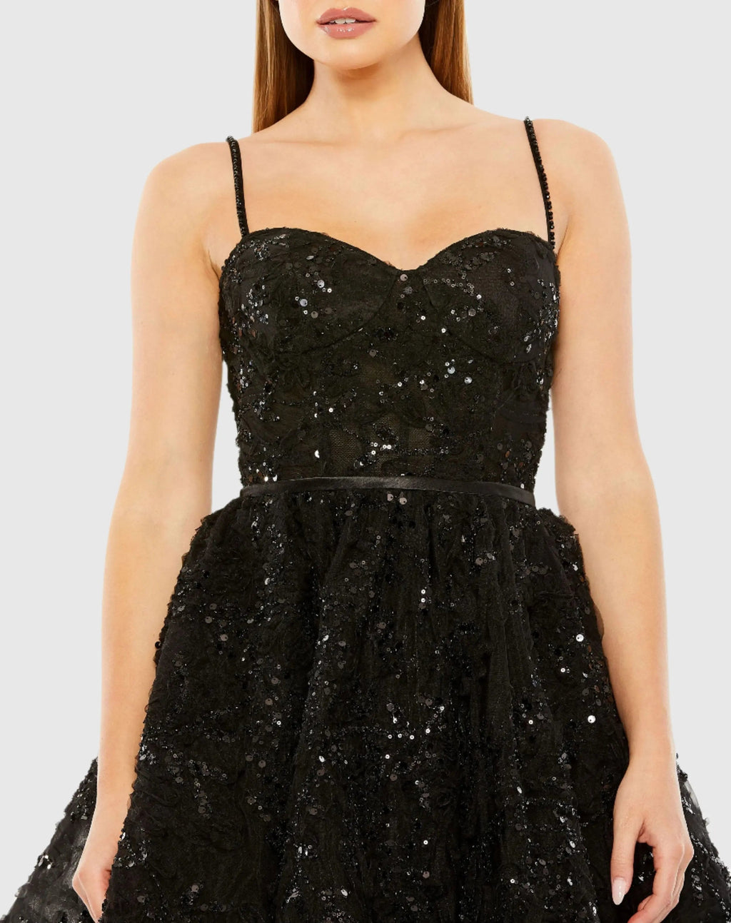 Women's Black Mini Dress Sequin - Black Mesh