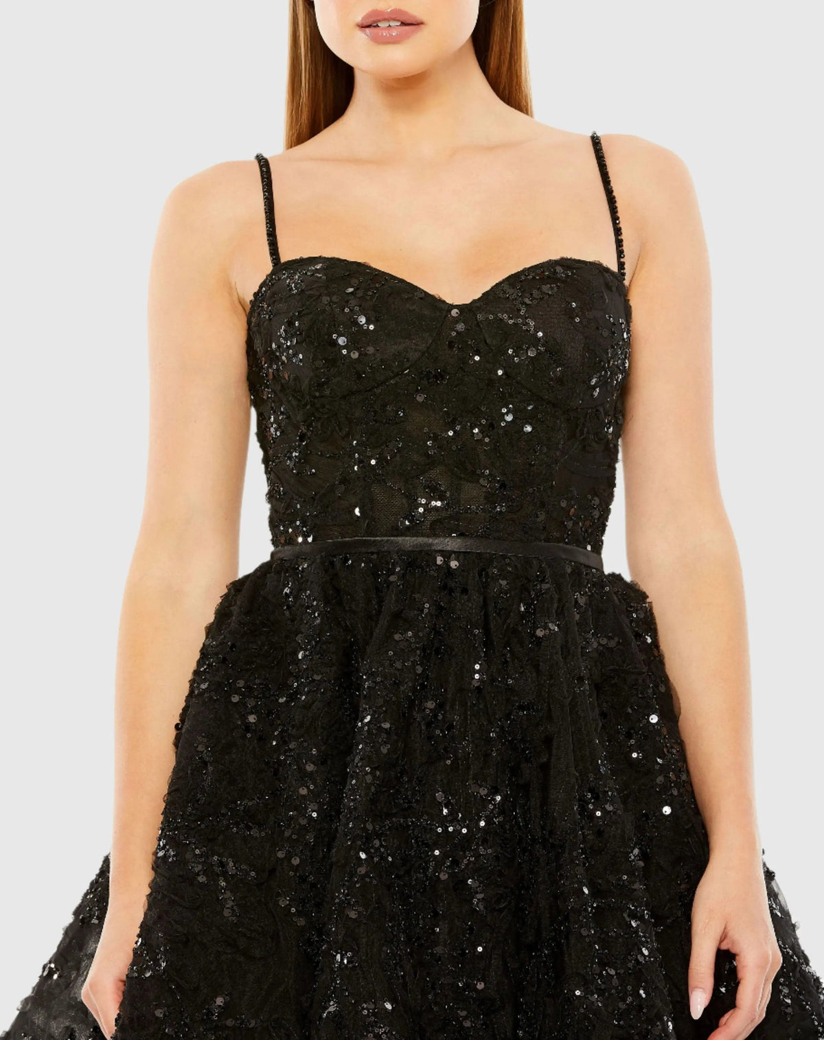 Women's Black Mini Dress Sequin - Black Mesh