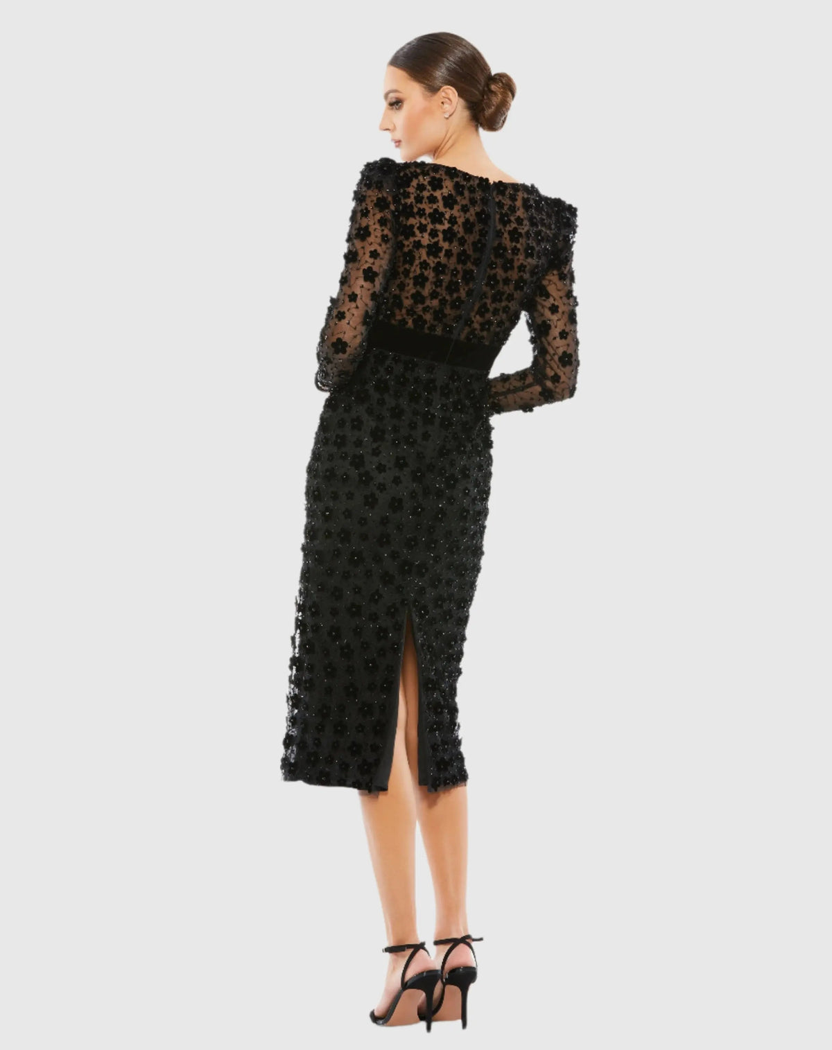 Women's Black Dress Velvet - Black Floral Mesh
