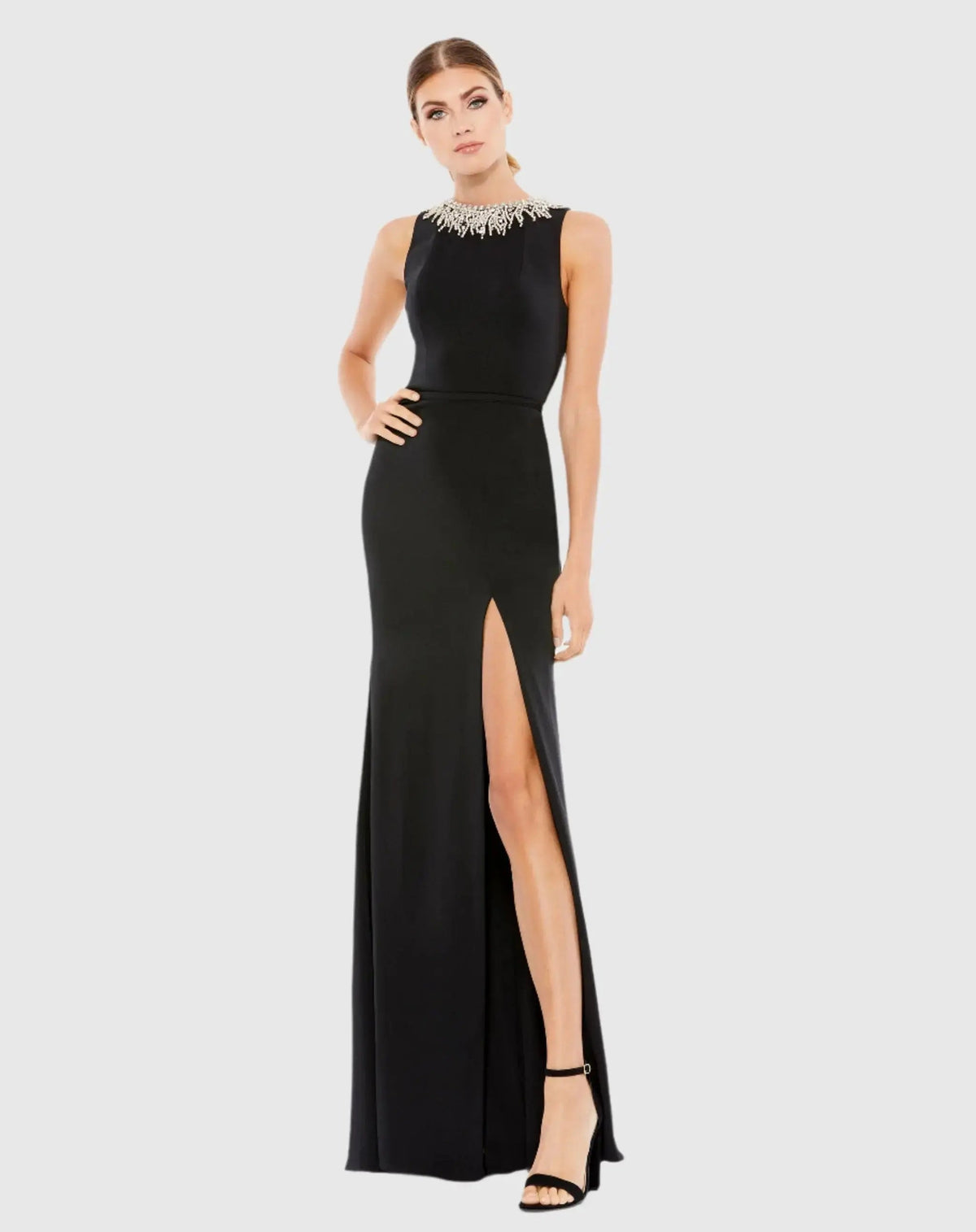 Women's Dress Sleeveless - Column Gown - Collar Column Gown