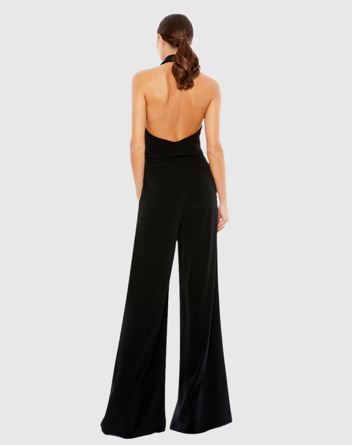Women's Black Tuxedo Halter Jumpsuit