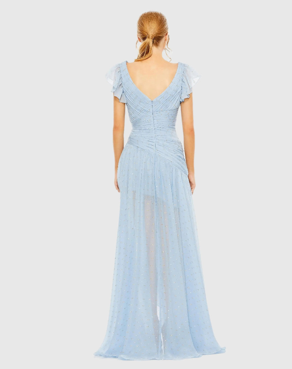 Women's Blue Dress Ruched - Blue Ruffle Pleated