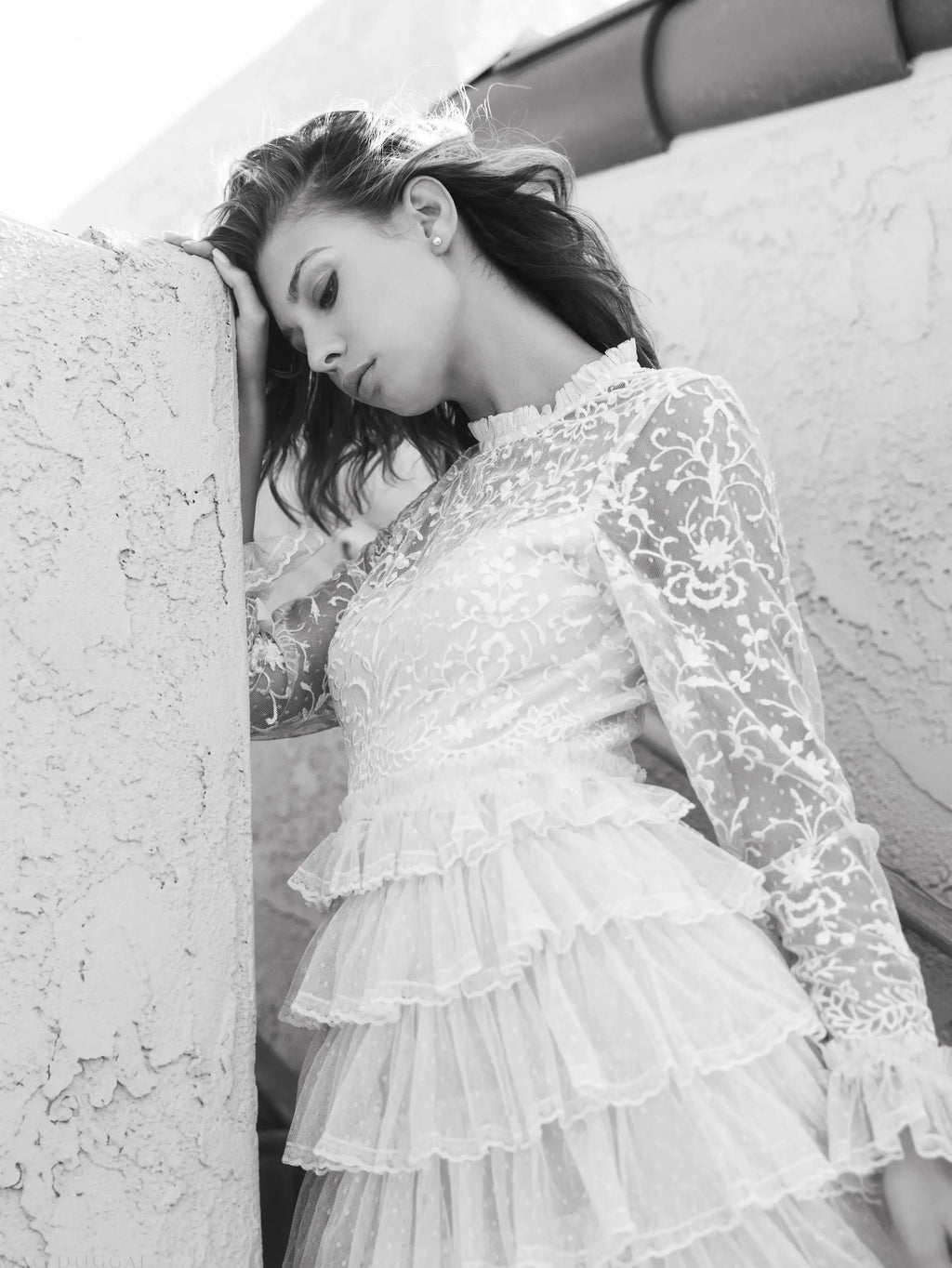 Women's White Dress - White Lace Sequin