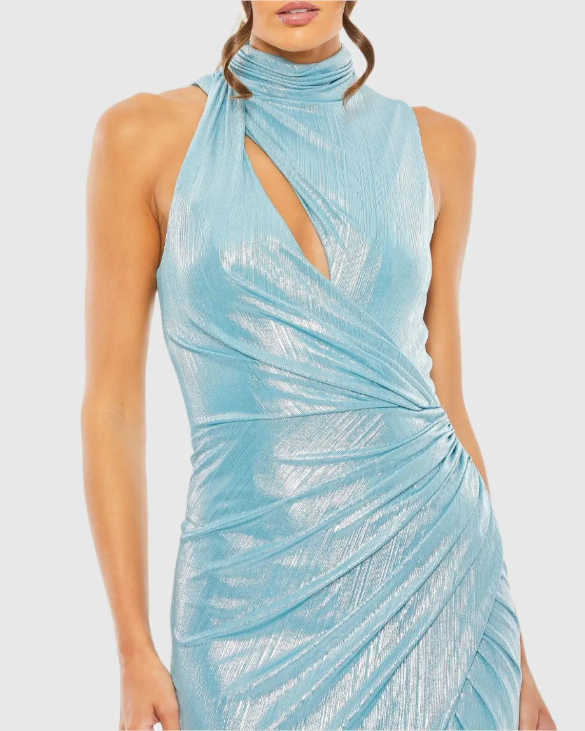 Women's Blue Dress Sleeveless - Blue Halter Cutout