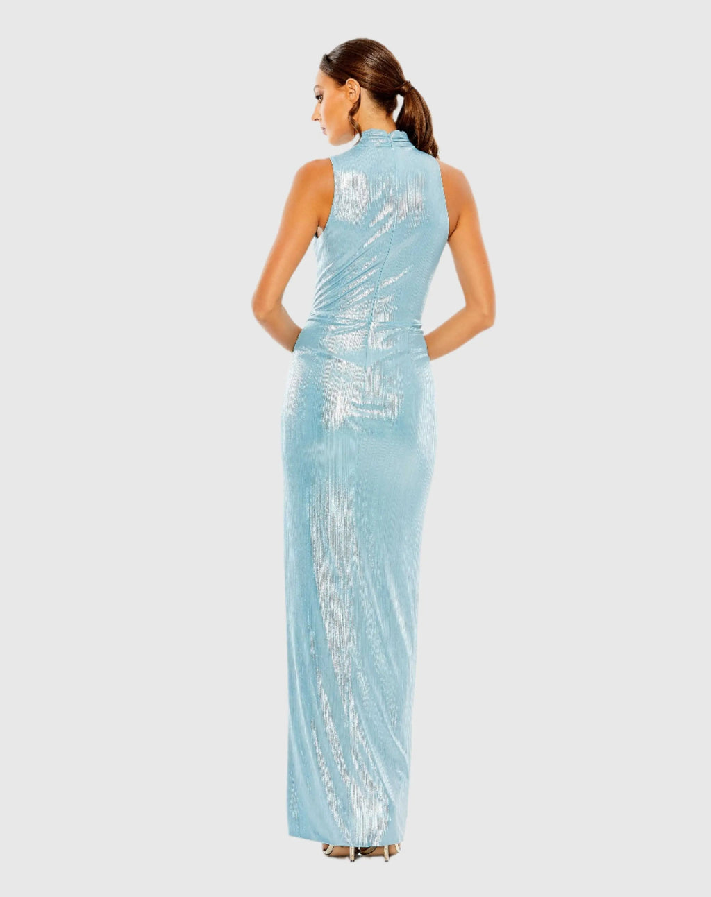 Women's Blue Dress Sleeveless - Blue Halter Cutout