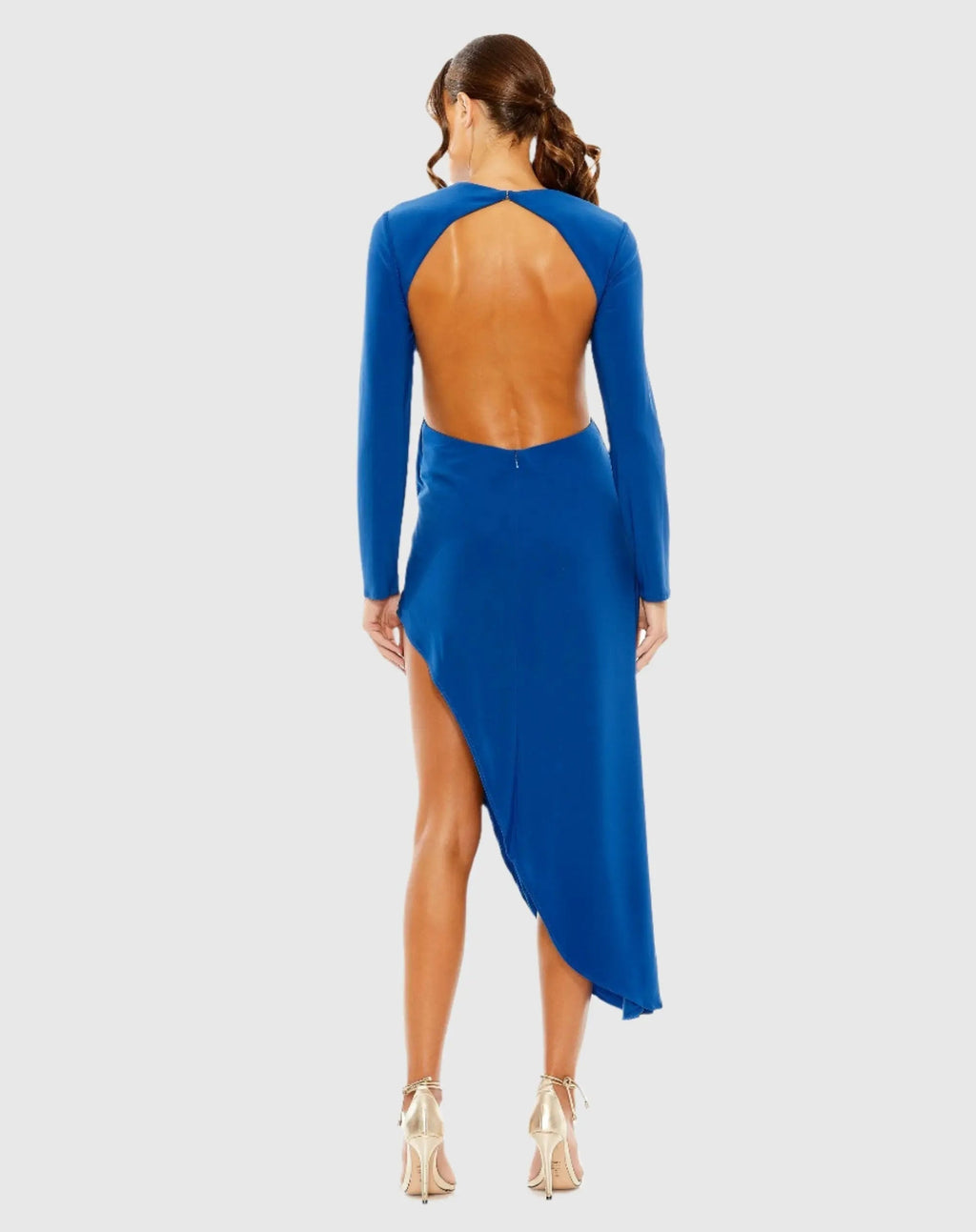 Blue Open Back Asymmetrical Jersey Dress