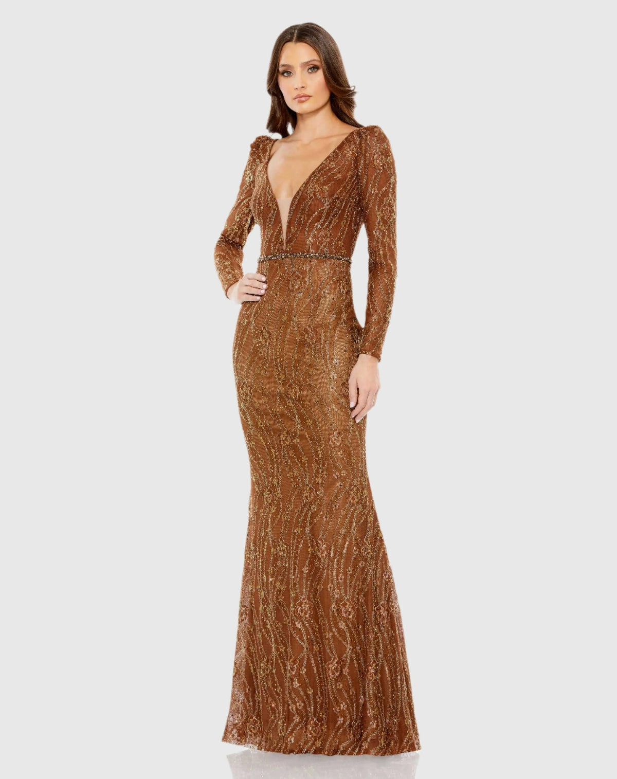 Women's Brown Dress - Brown Lace Sequin