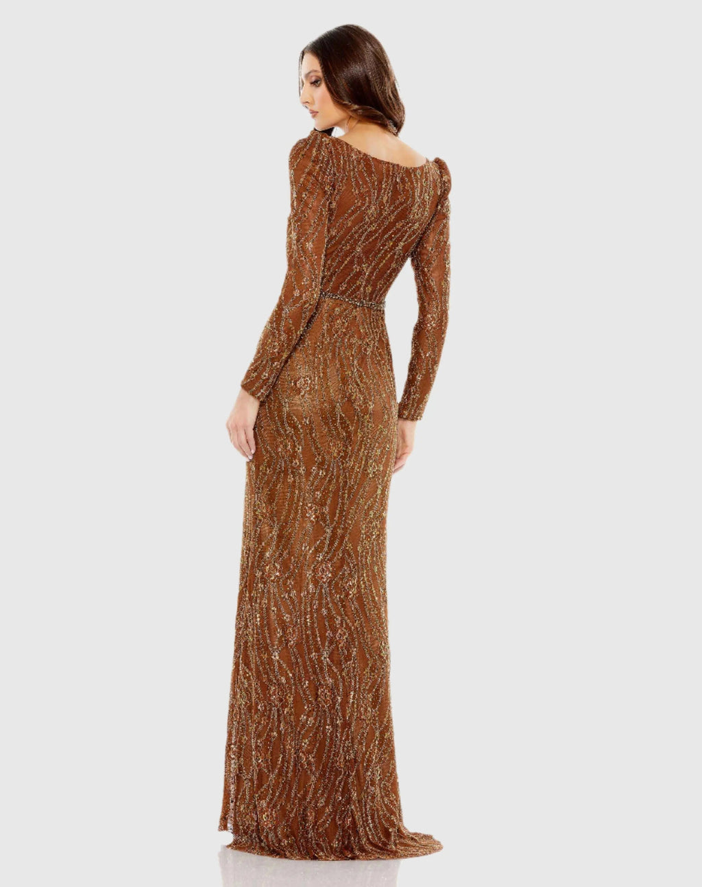 Women's Brown Dress - Brown Lace Sequin