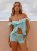 Dylan Off Shoulder Top - Turquoise
