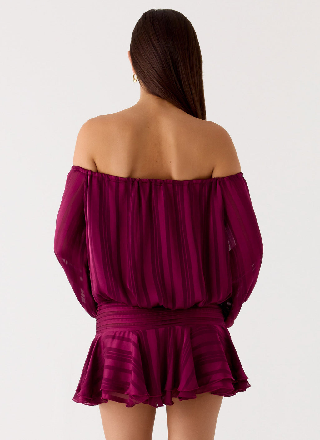 Eira Balloon Sleeve Mini Dress - Plum