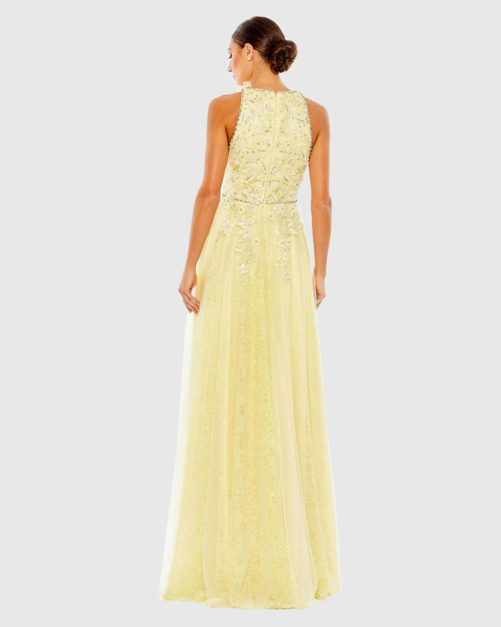 Women's Yellow Dress Sleeveless - Yellow Lace Floral