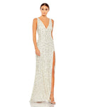 Women's White Dress Sleeveless - White Sequin Mesh