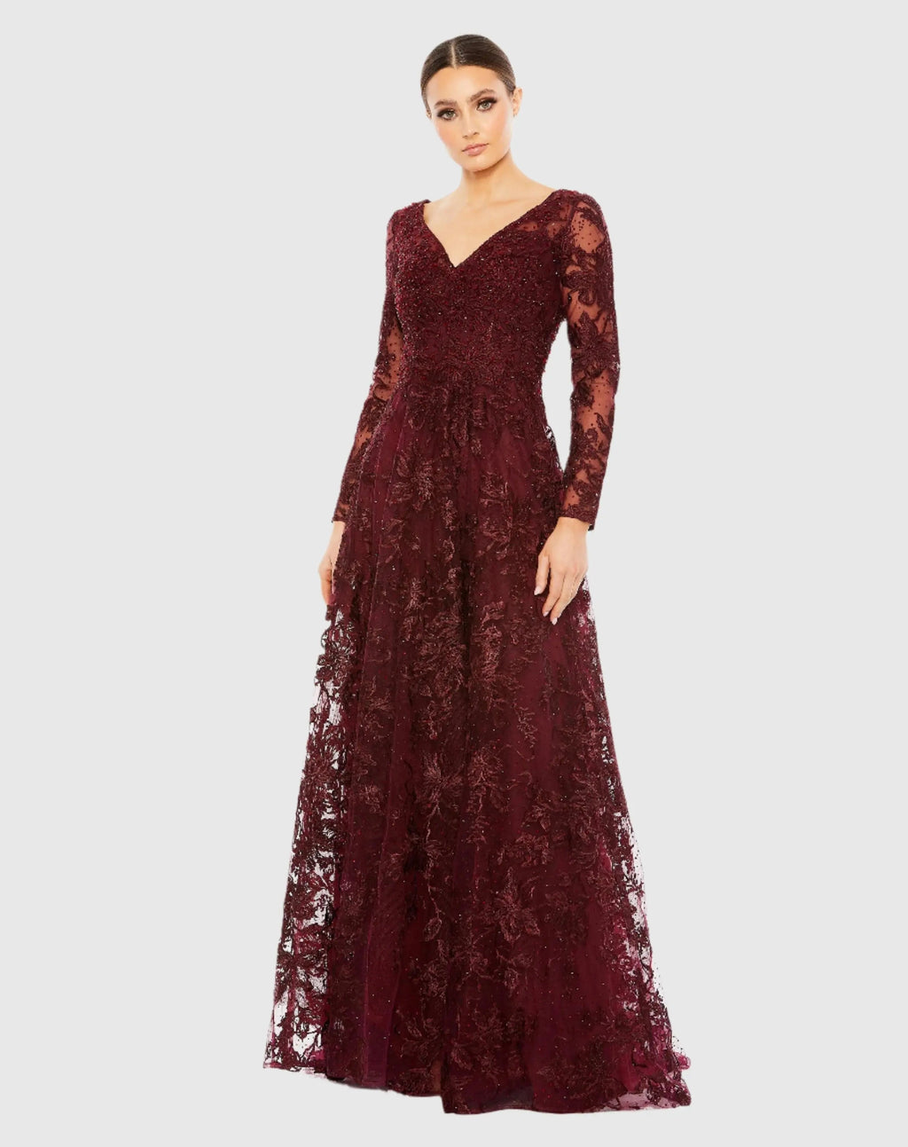 Women's Red Dress - Red Floral Mesh