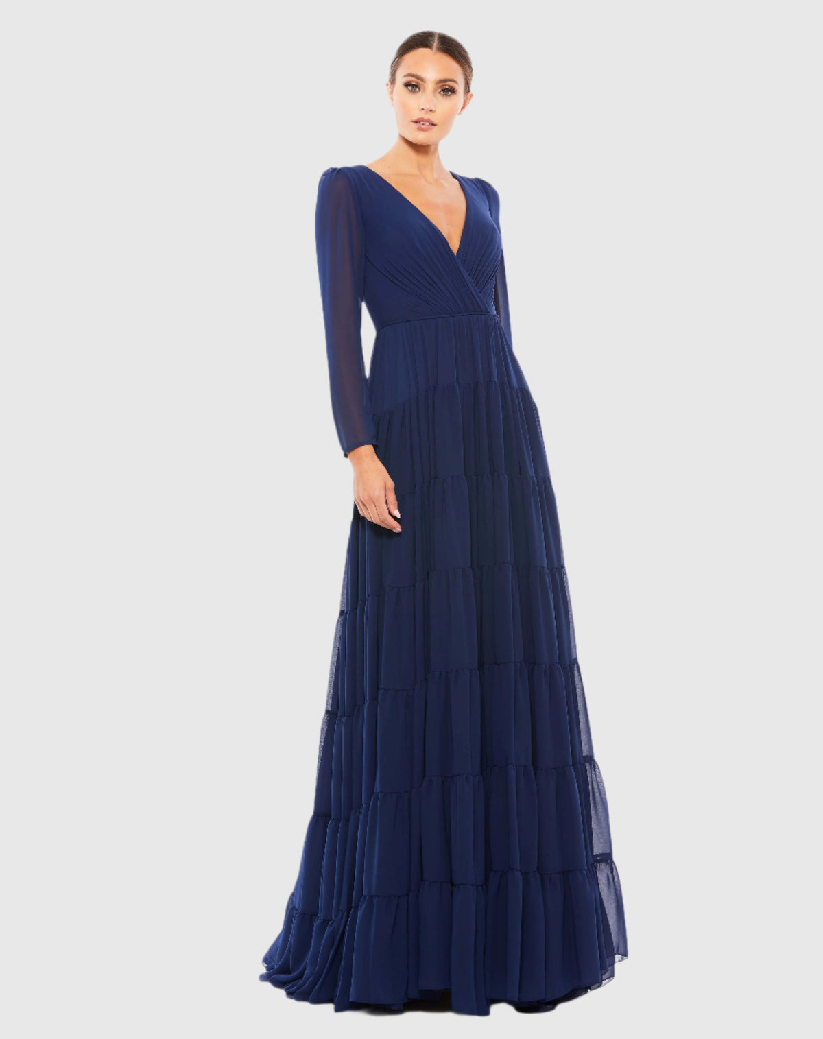 Women's Navy Dress - Blue Ruffle Chiffon