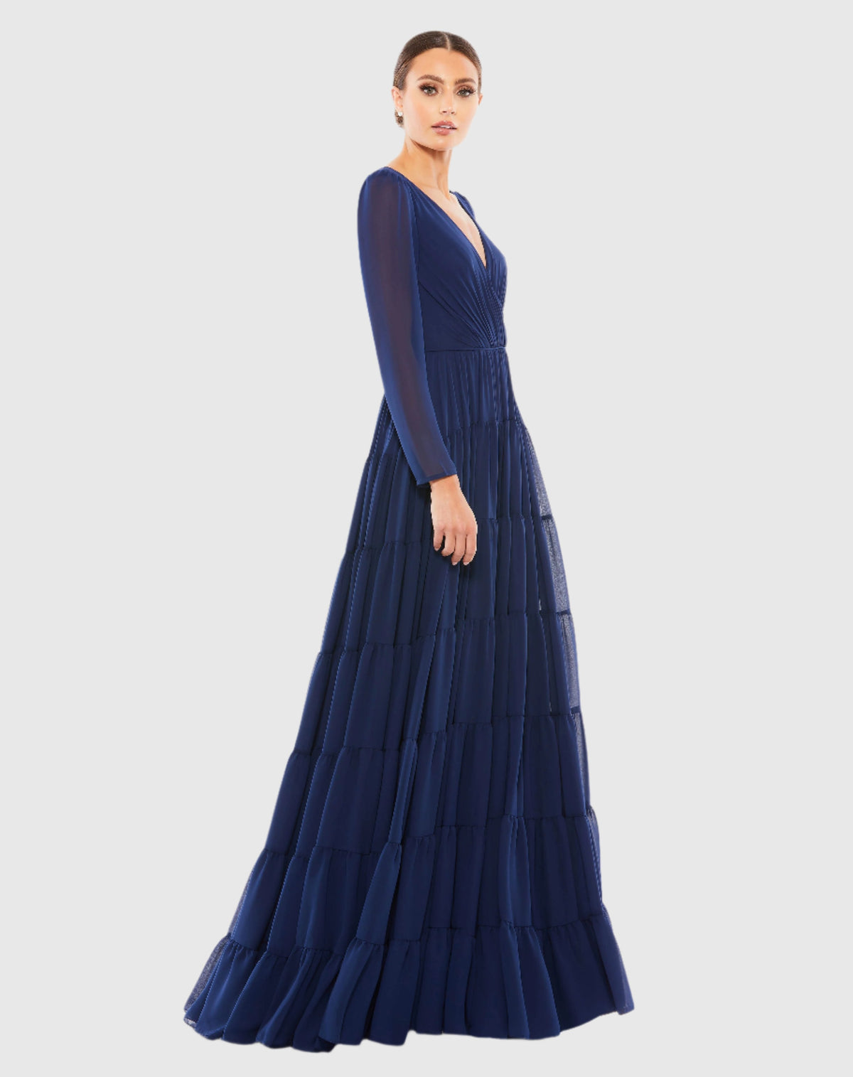 Women's Navy Dress - Blue Ruffle Chiffon