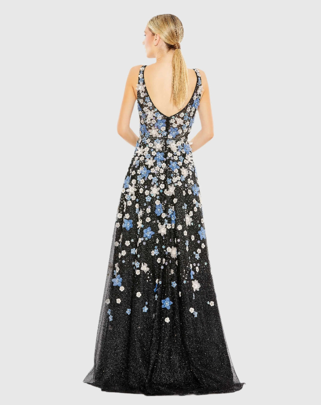 Women's Black Evening Dress Floral Sleeveless for Evening & Special Occasions - Black Sequin